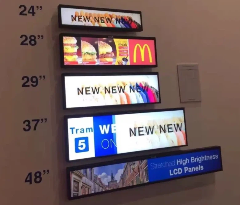 28inch Ultra Wide Stretched Bar Type LCD Display Digital Signage Factory OEM
